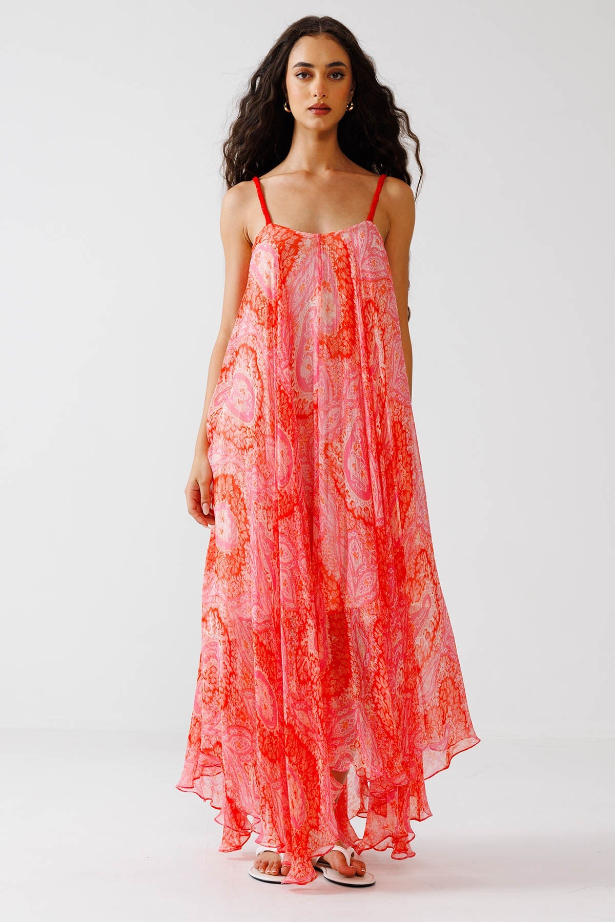Buy Pink And Red Asymmetric Dress for women by Reena Sharma online available at scrollnshops
