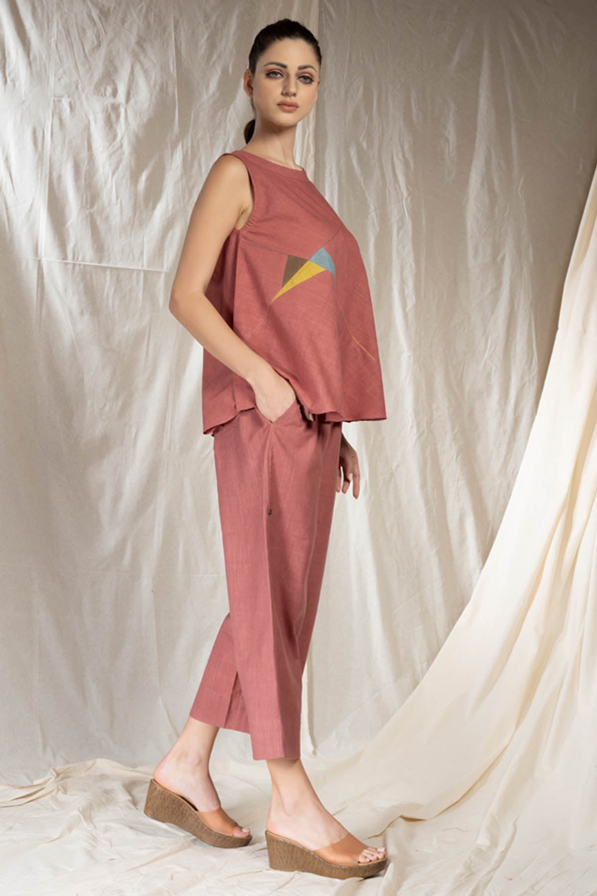 Pink Applique Work Co-ord Set