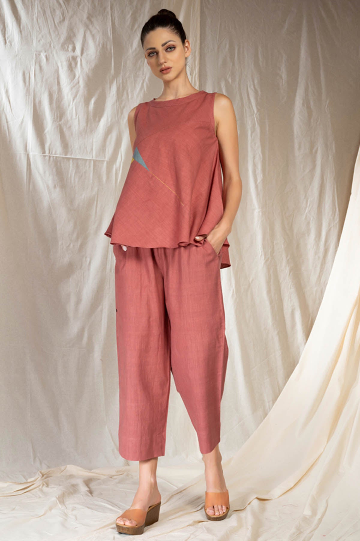 Pink Applique Work Co-ord Set