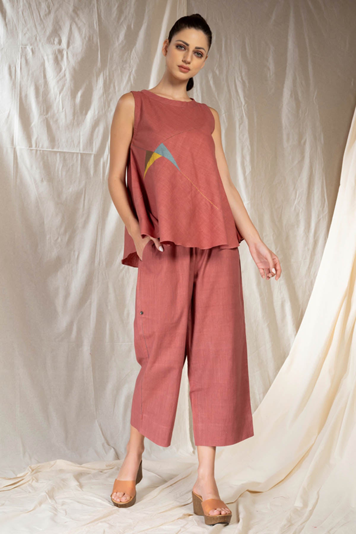 Pink Applique Work Co-ord Set