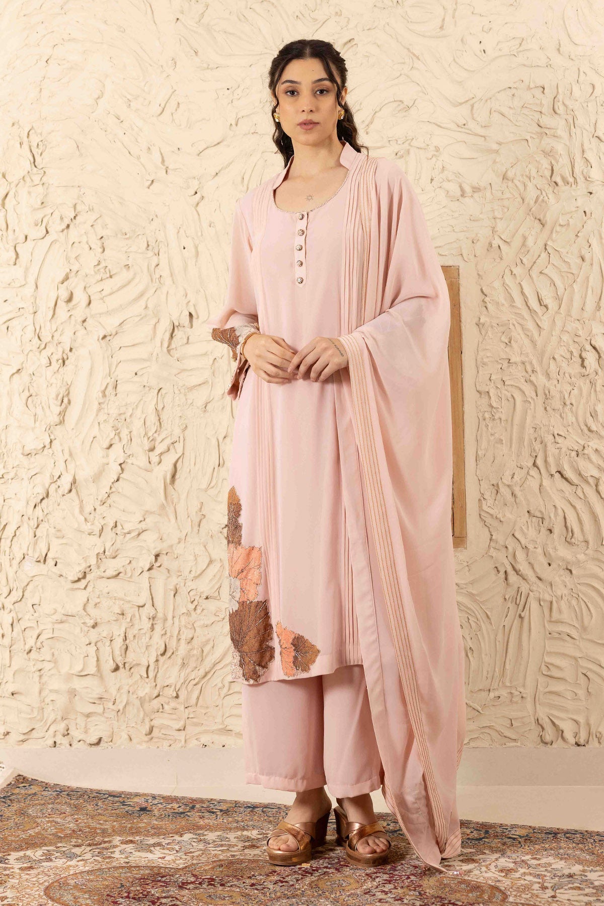 Buy Pink Applique Work Palazzo Set by Ajiesh Oberoi for women online at ScrollnShops