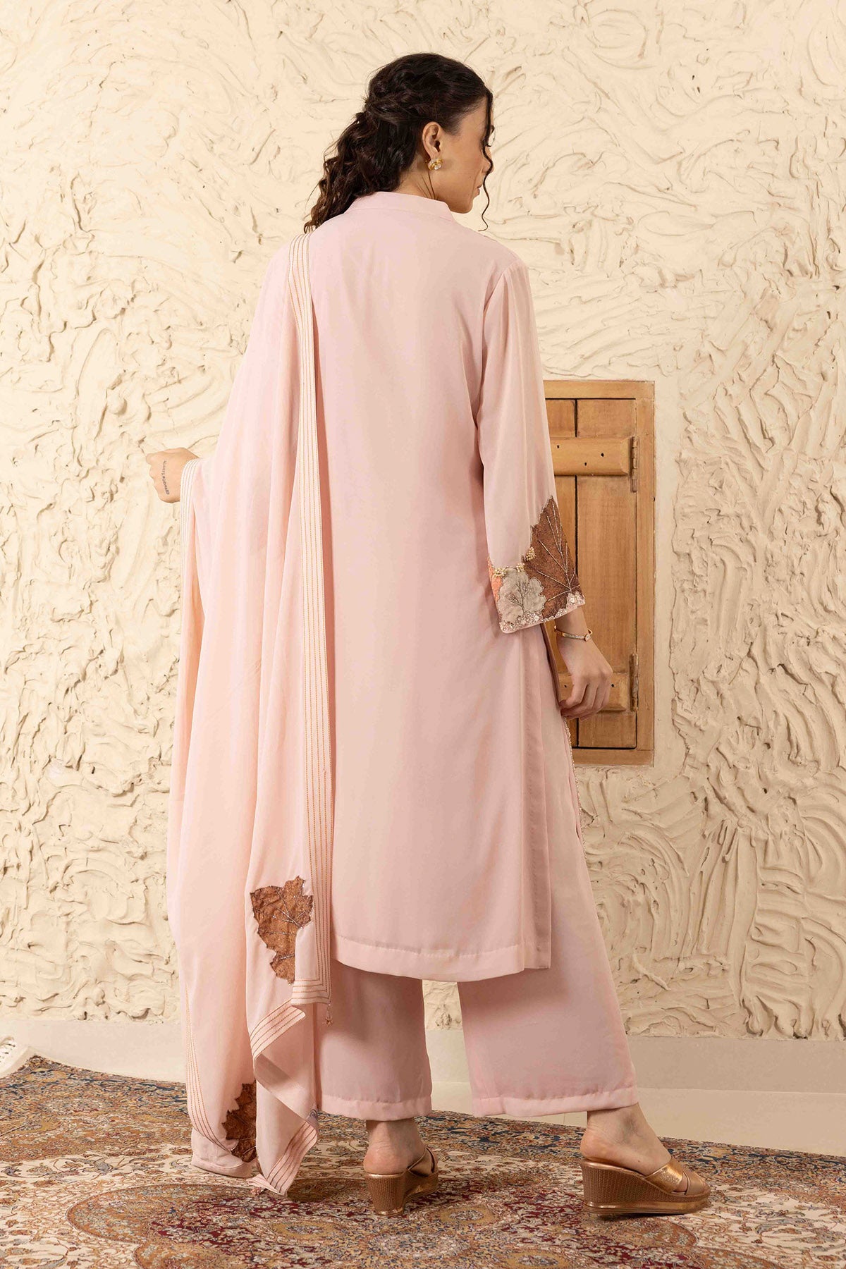 Pink Applique Work Palazzo Set