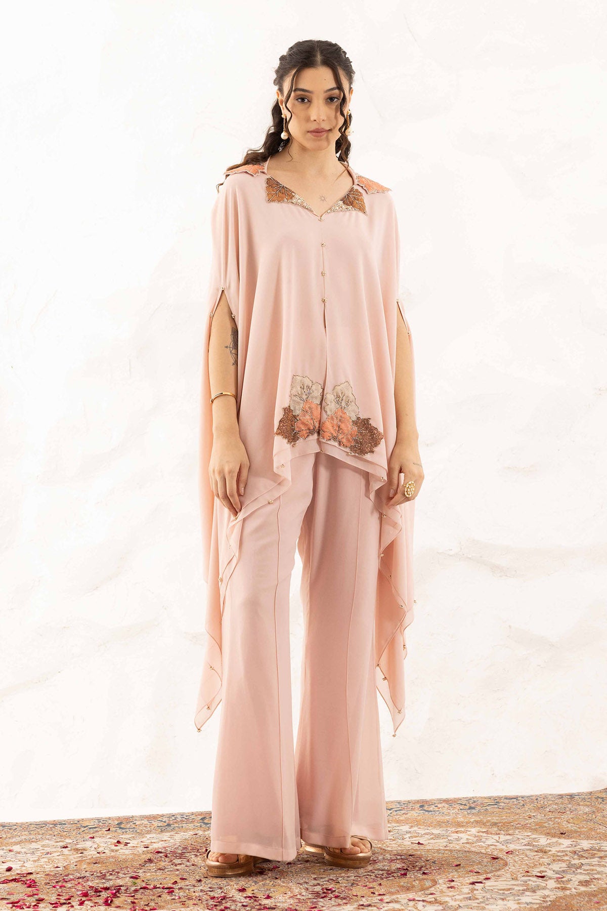 Pink Applique Work Top & Pants