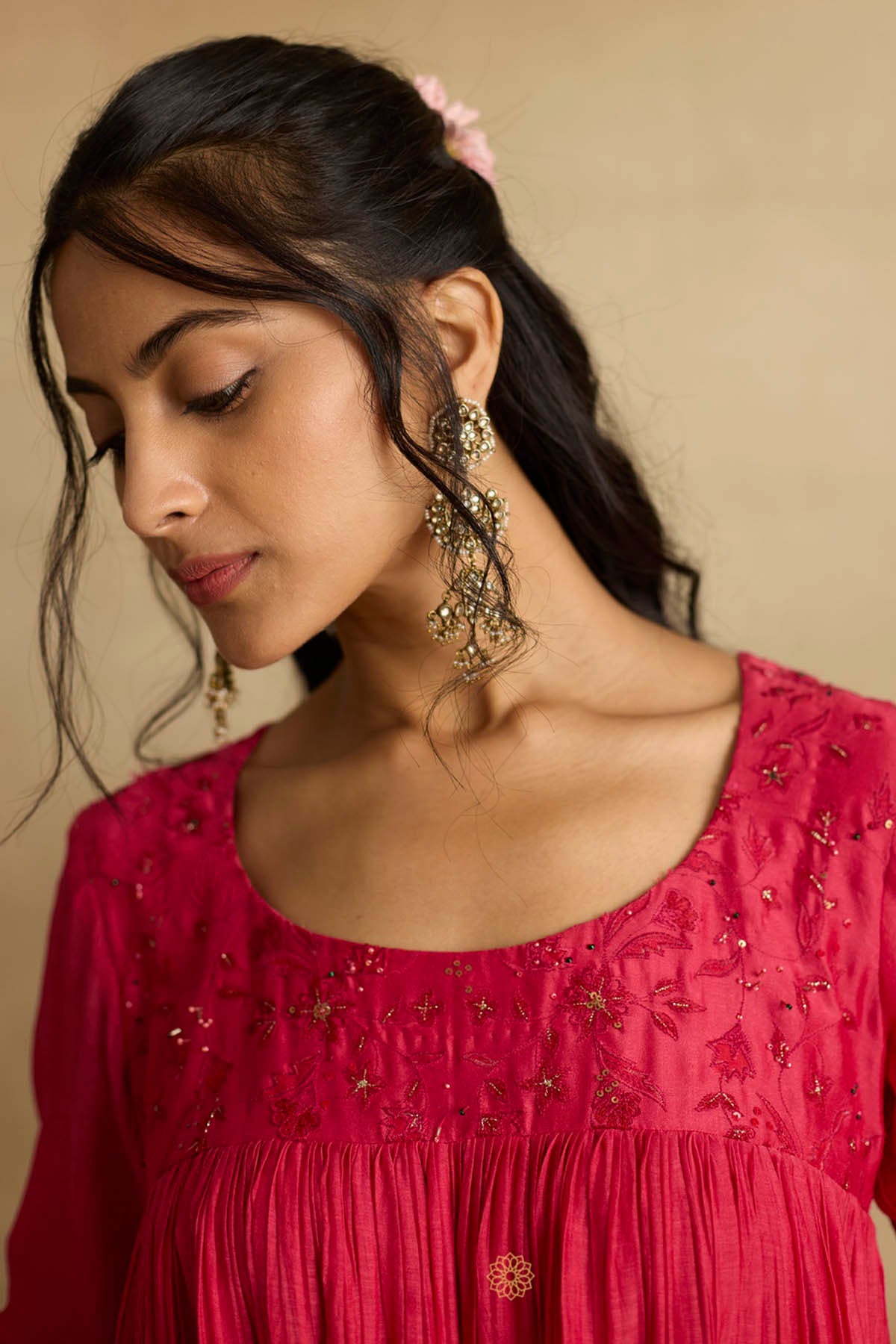 Pink Ari Zardozi Anarkali Set