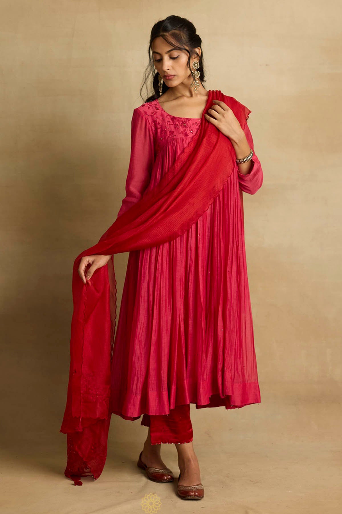 Pink Ari Zardozi Anarkali Set