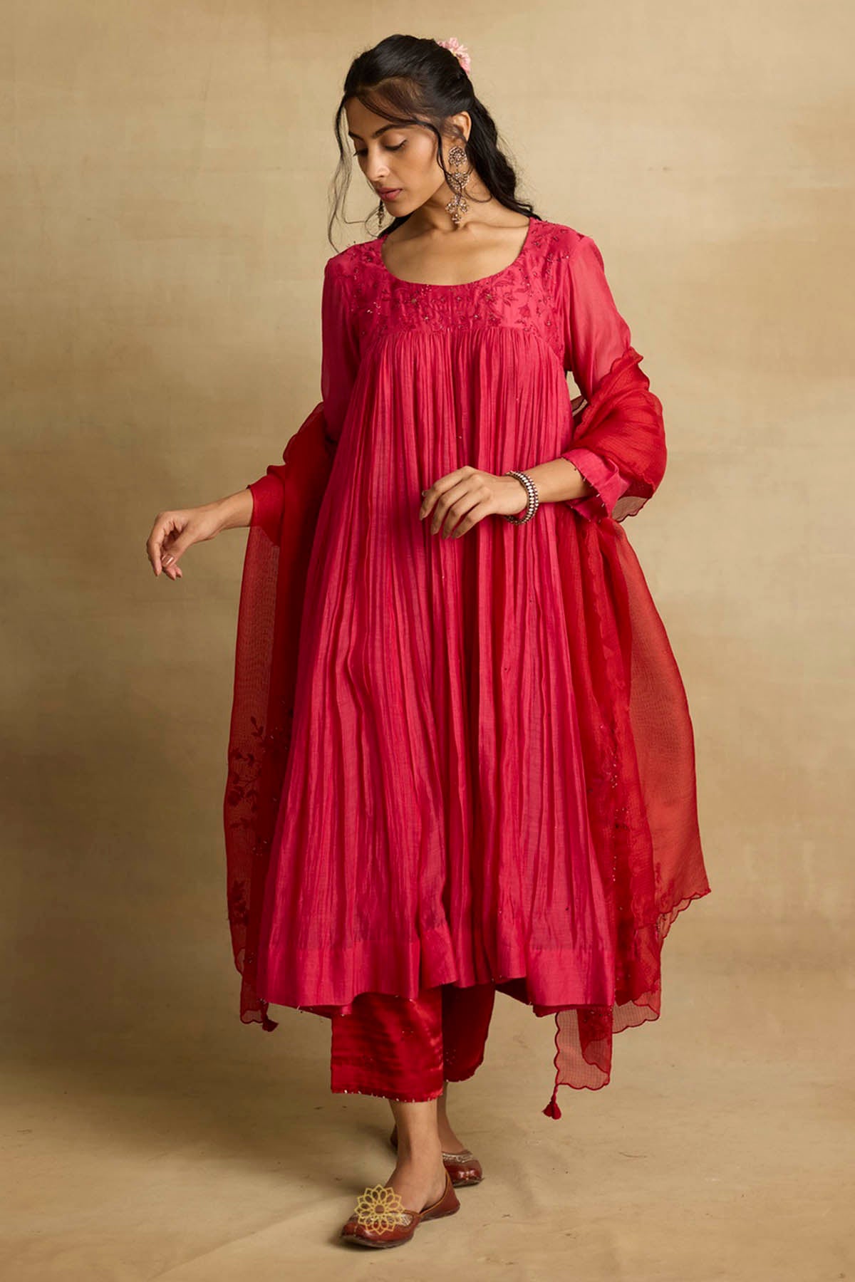 Pink Ari Zardozi Anarkali Set