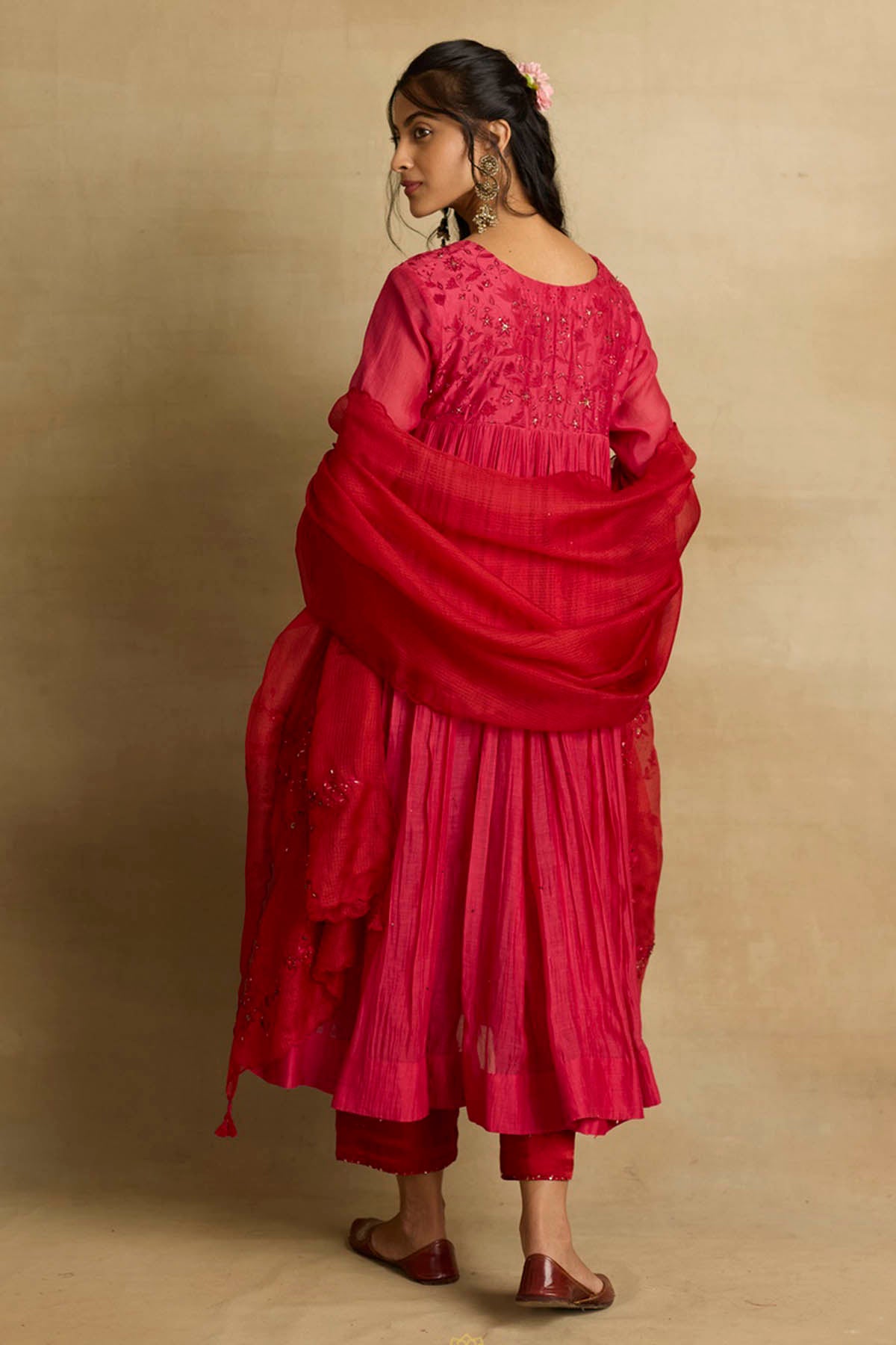 Pink Ari Zardozi Anarkali Set