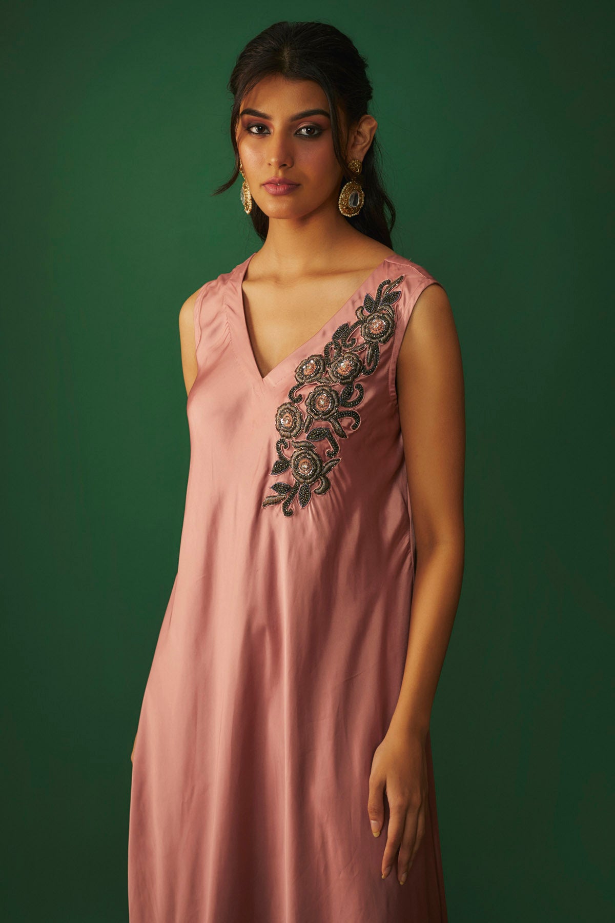 Pink Asymmetric Kurta & Pants