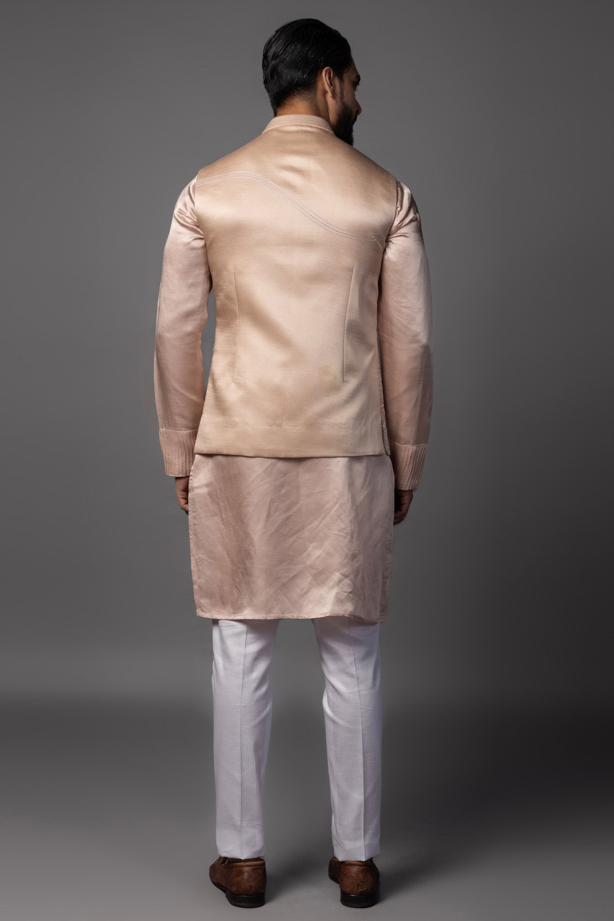 Pink Asymmetric Work Kurta Set