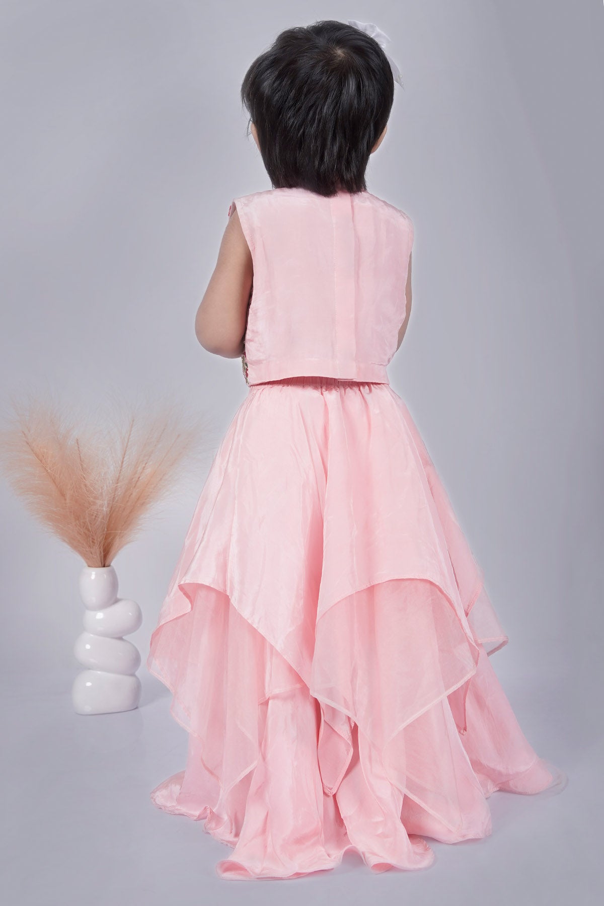 Pink Asymmetrical Lehenga Set