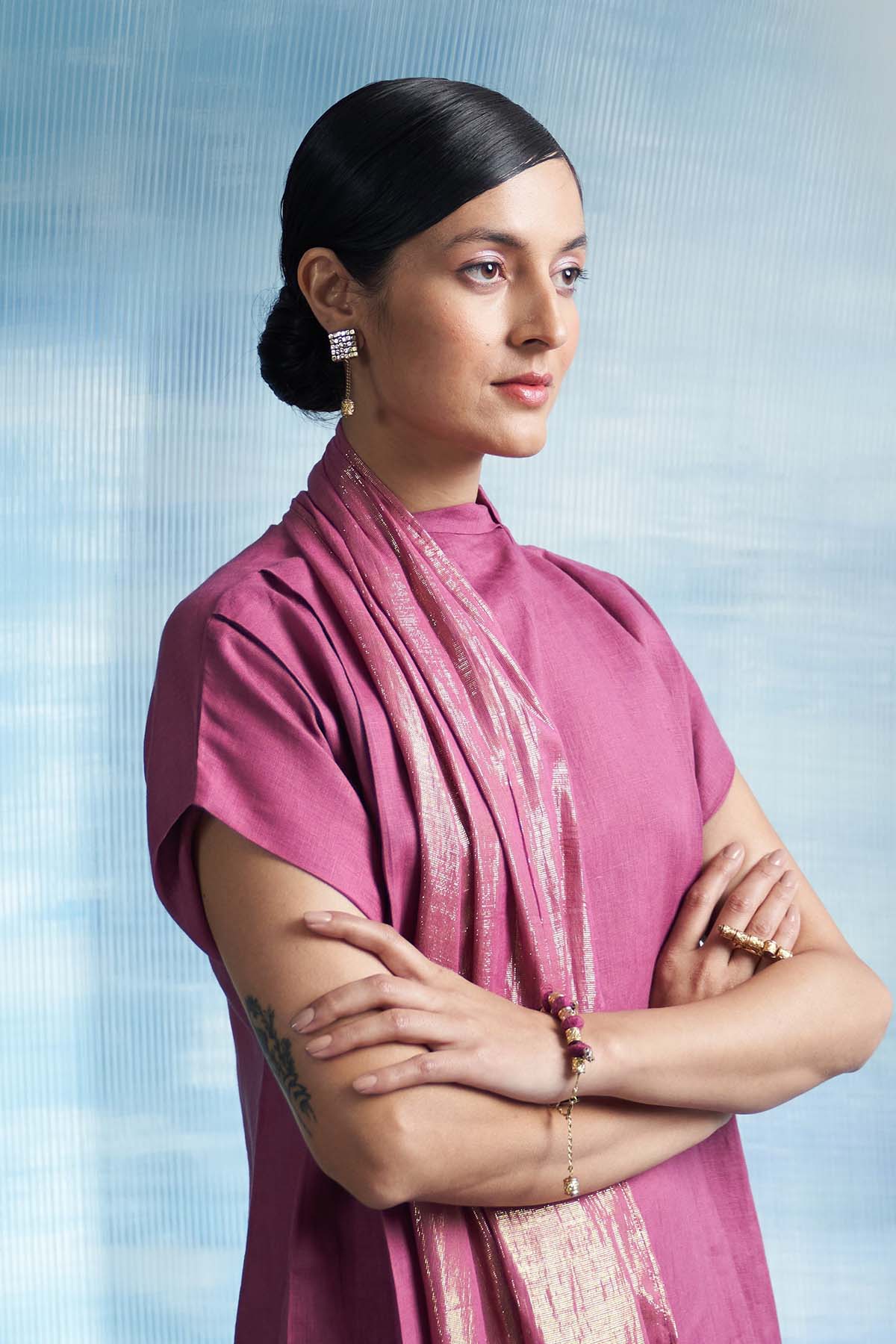 Pink Attached Scarf Kura Set