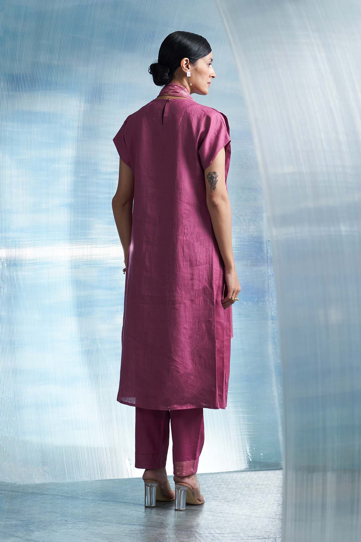 Pink Attached Scarf Kura Set