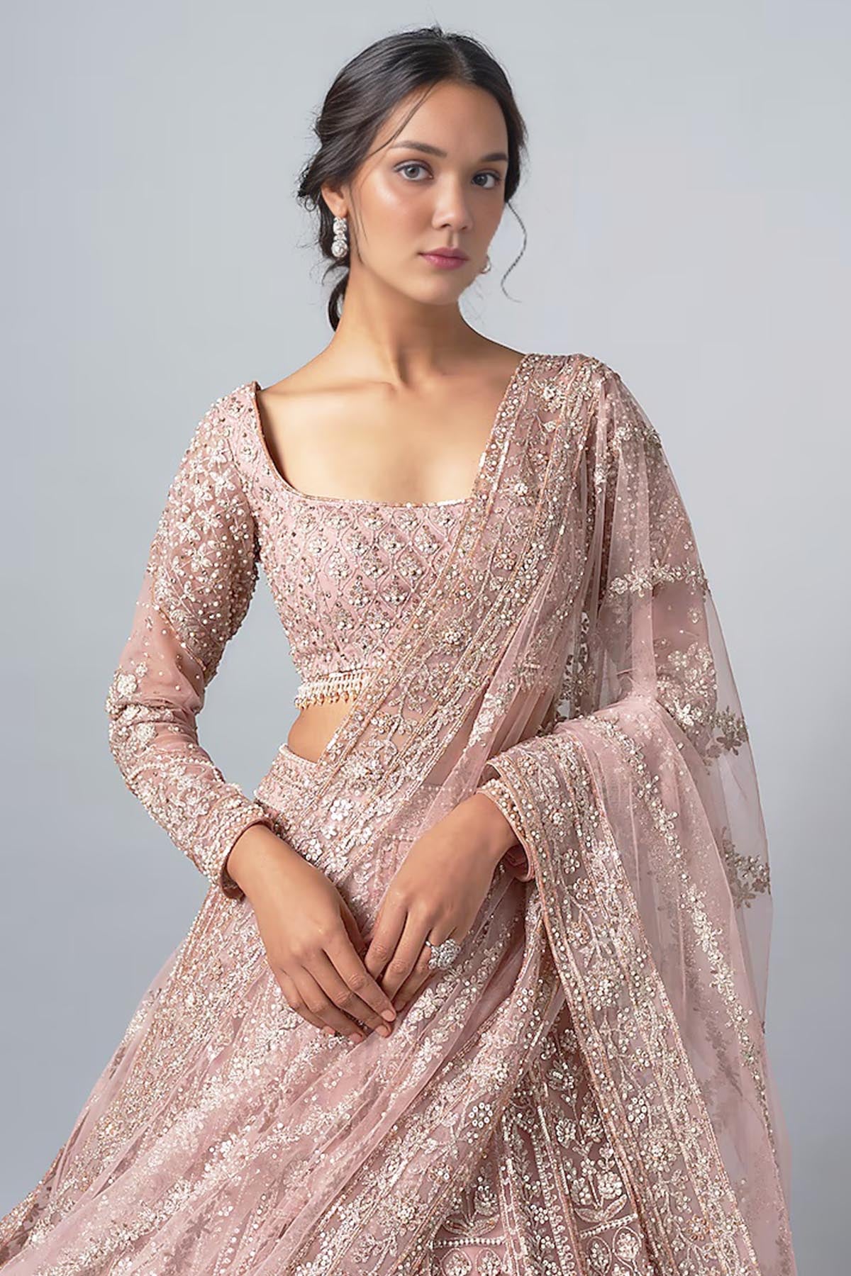 Pink Badla Work Lehenga Set