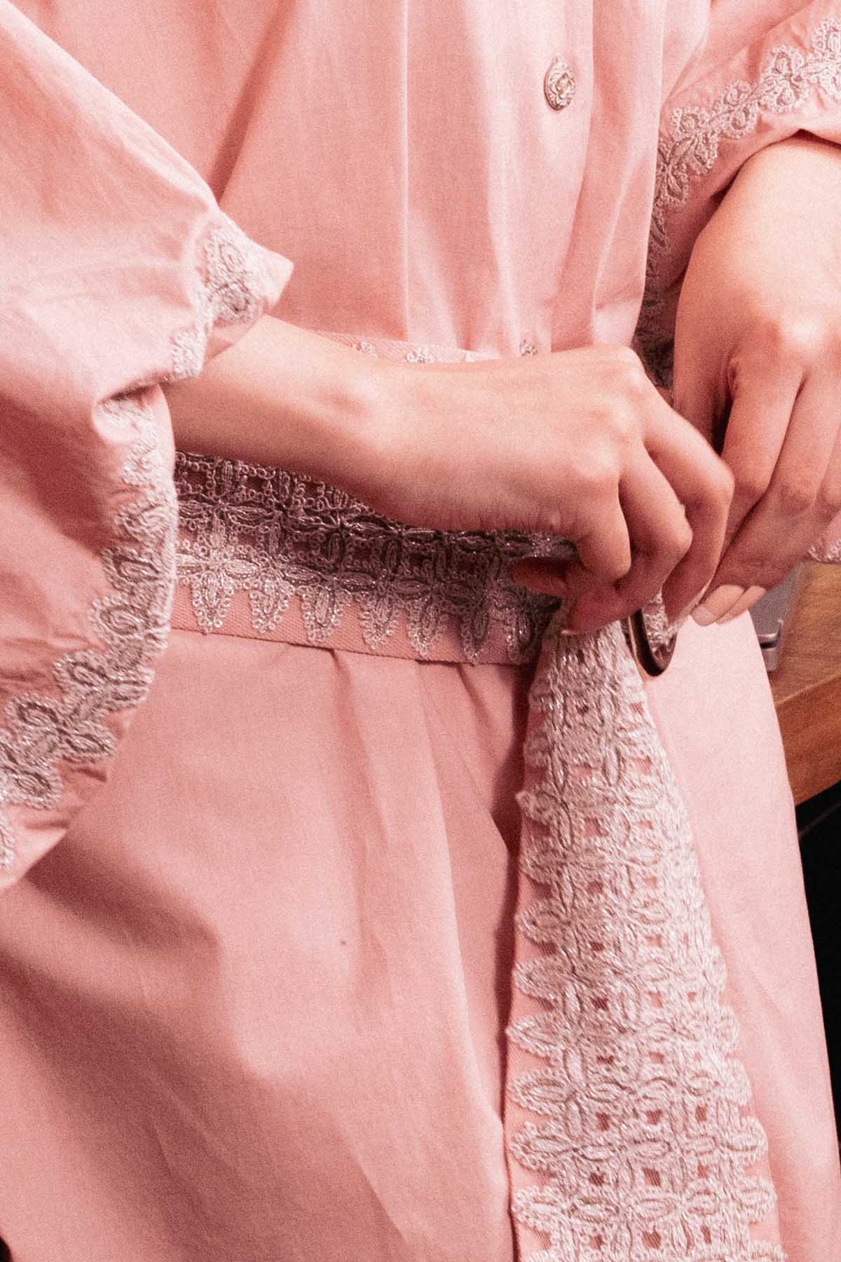 Pink Balloon Sleeves Shirt Dress