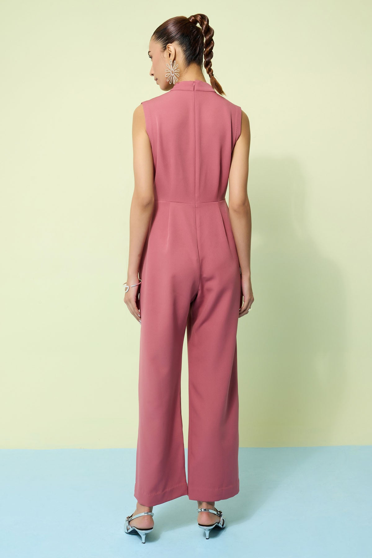 Pink Banana Crepe Jumpsuit