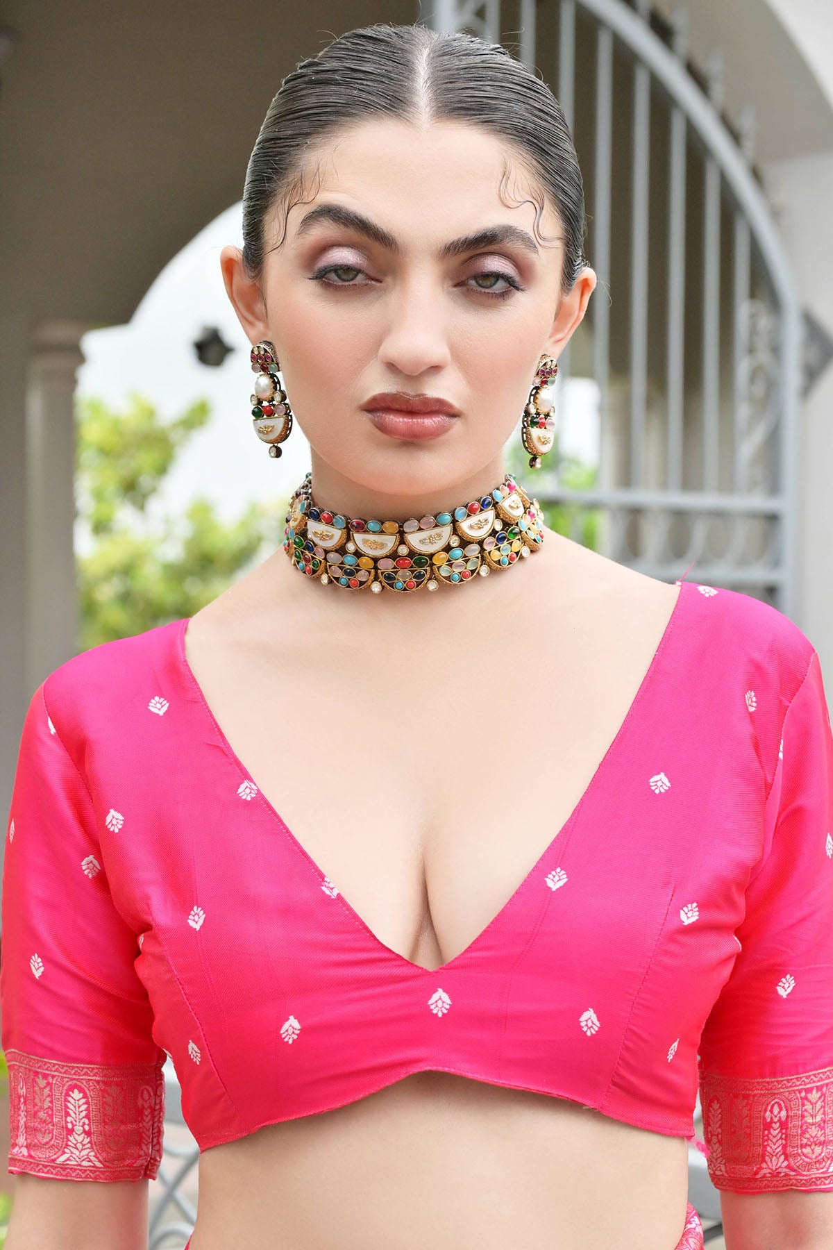 Pink Banarasi Silk Thread Saree