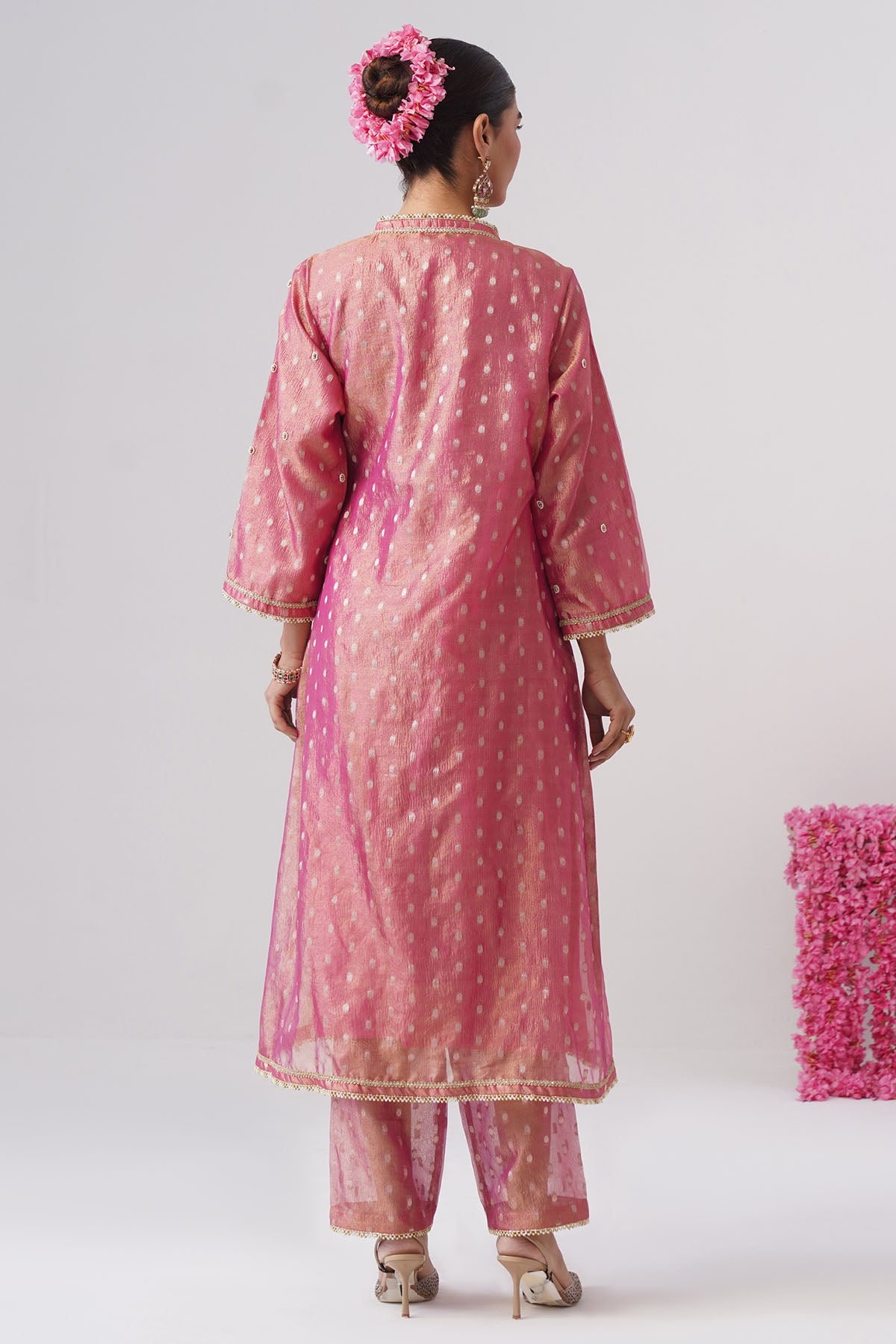 Pink Bead Pearl Kurta & Pants