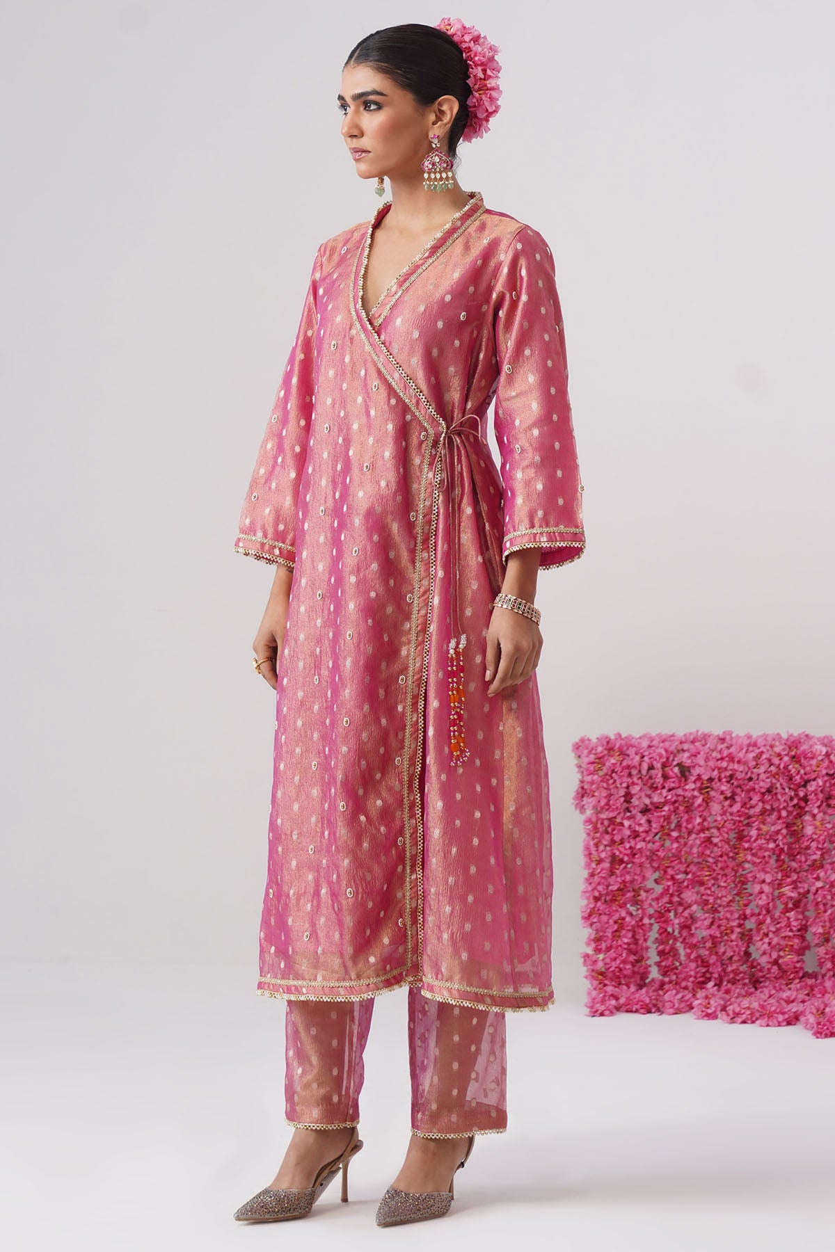 Pink Bead Pearl Kurta & Pants