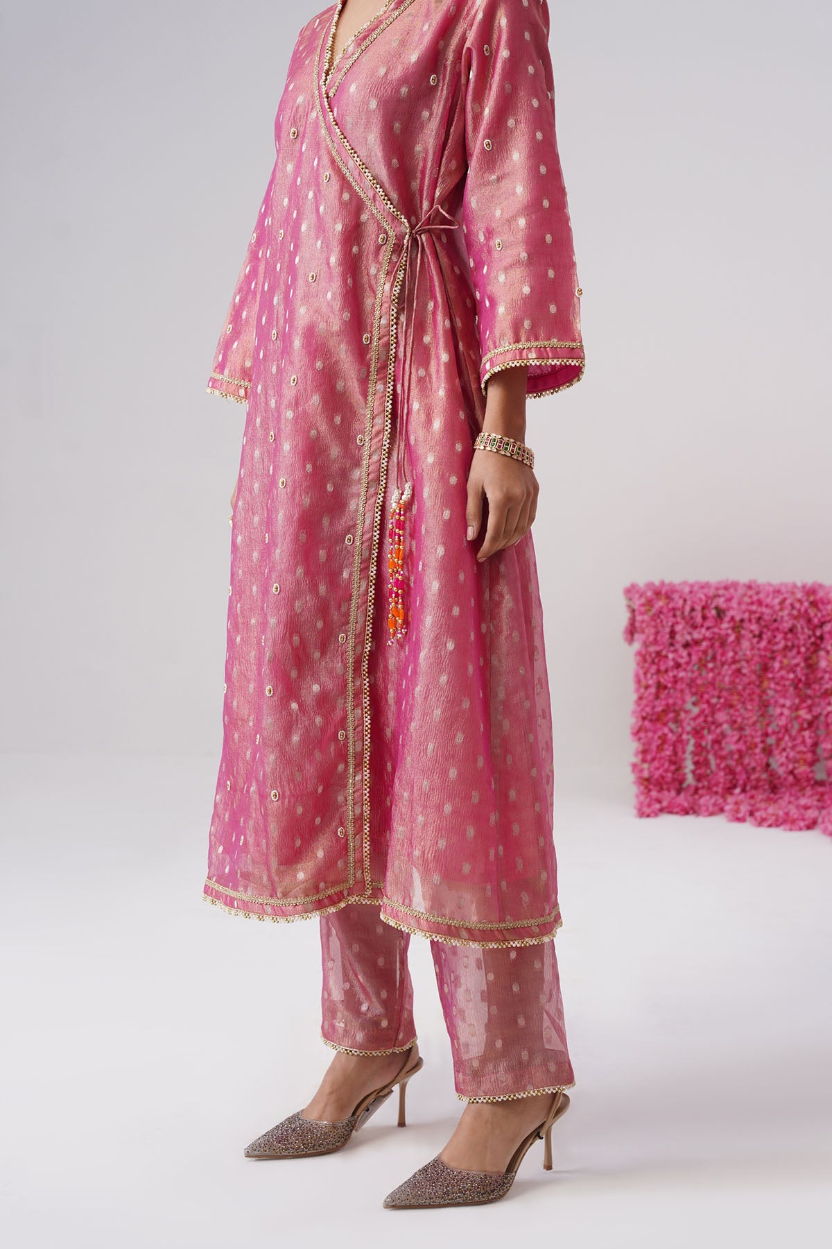 Pink Bead Pearl Kurta & Pants