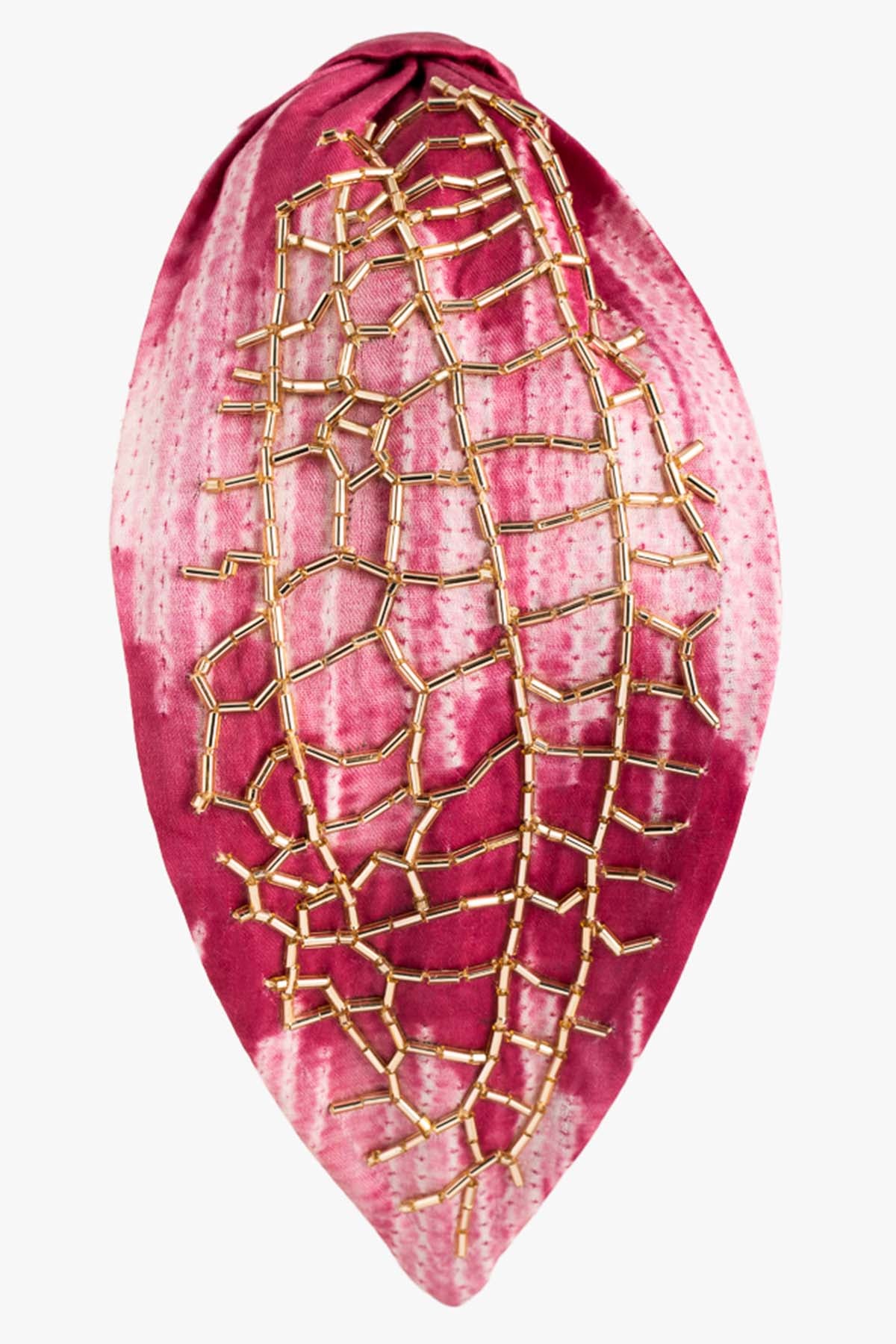 Pink Beads Embroidered Headband