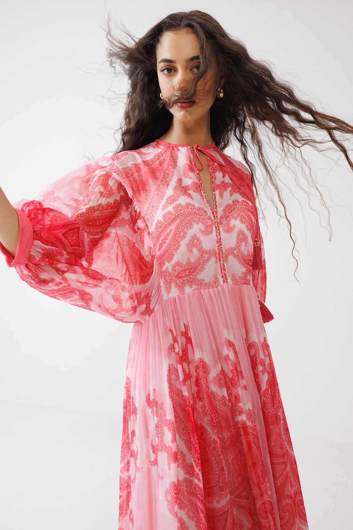 Pink Beads & Sequins Maxi Dress