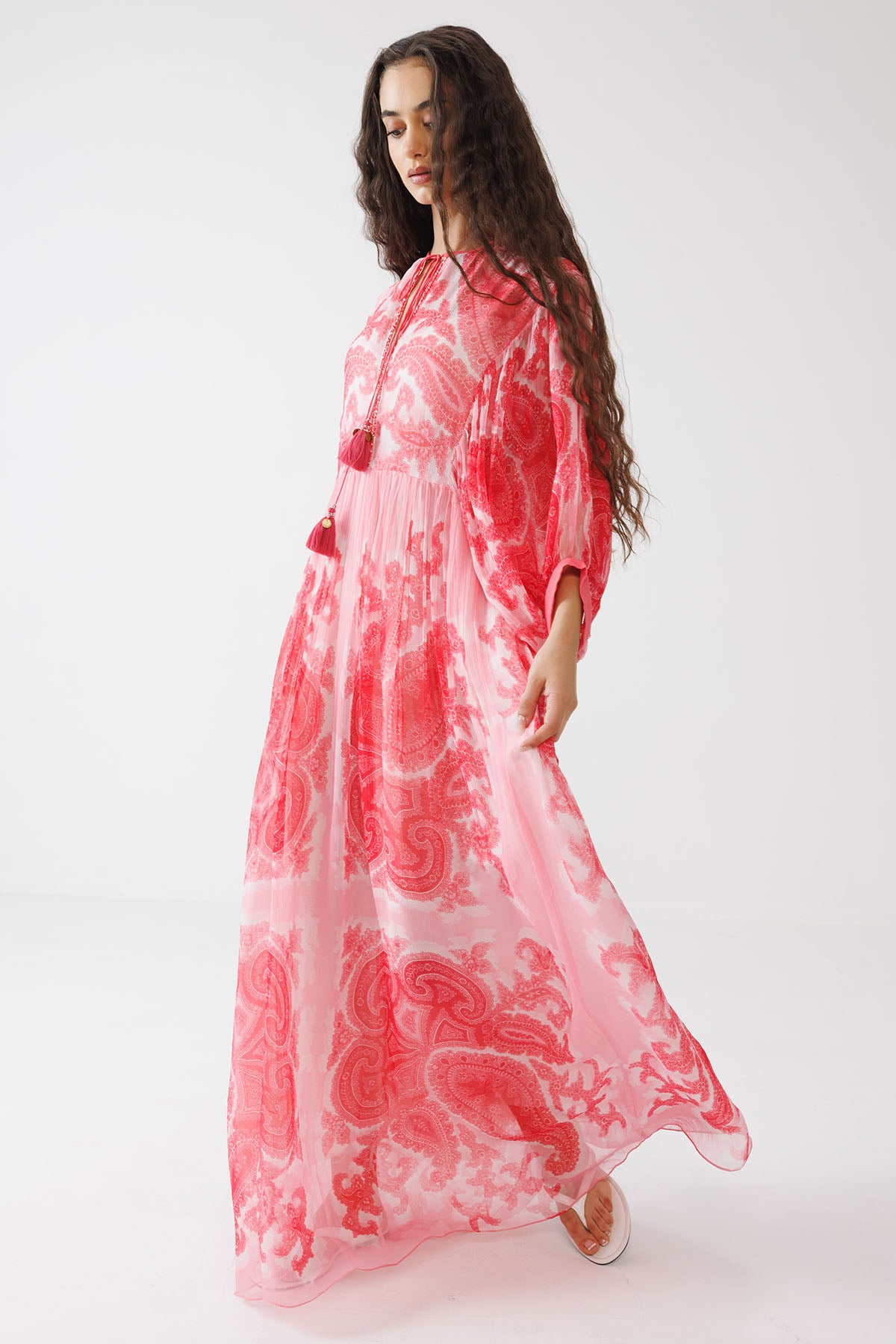 Pink Beads & Sequins Maxi Dress