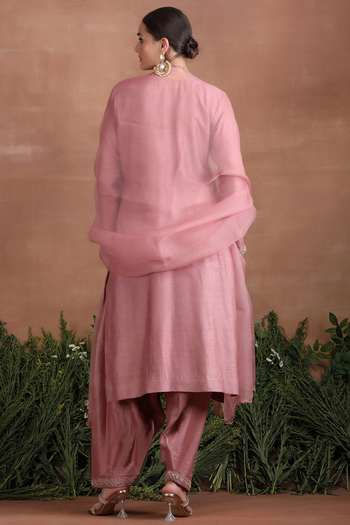 Pink Beads Straight Kurta Set