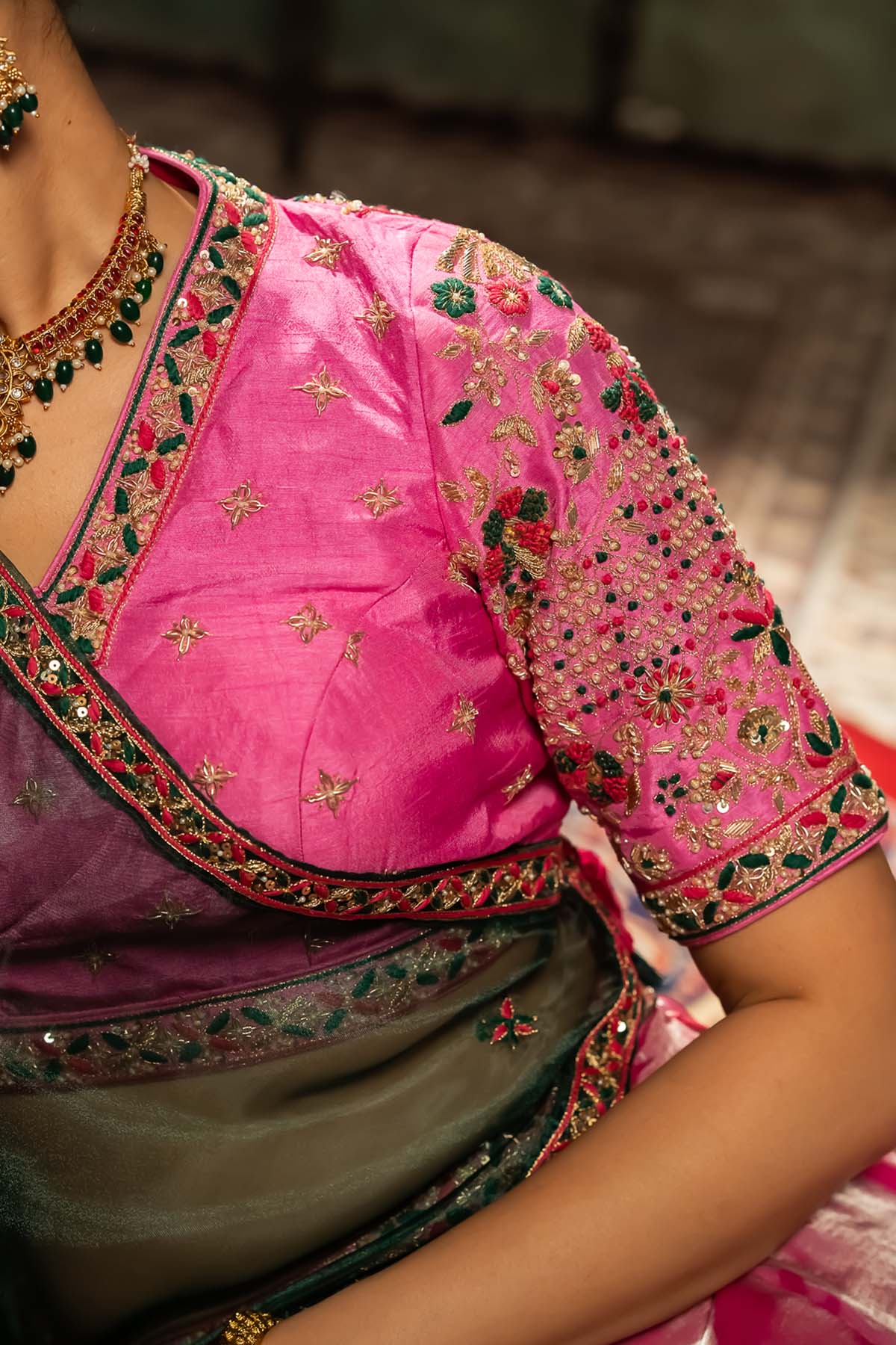 Pink Beads Work Lehenga Set