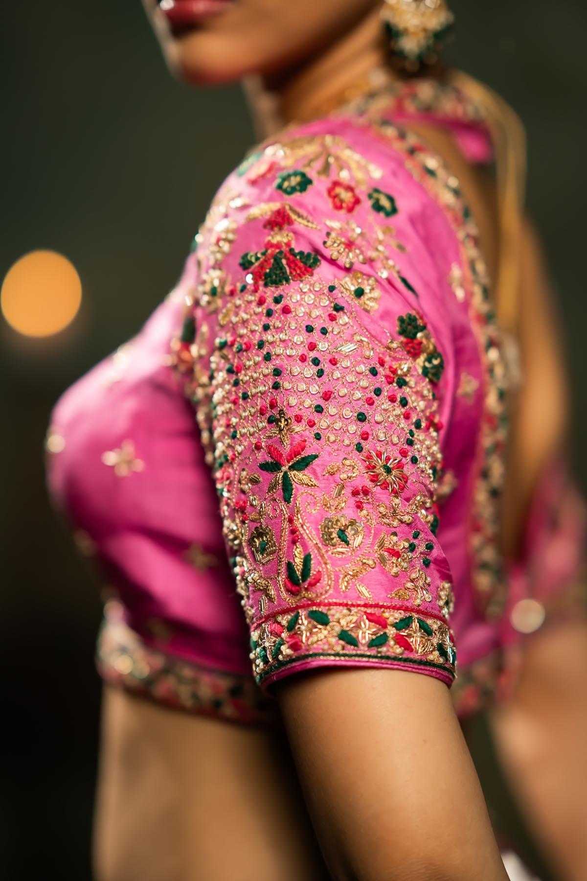 Pink Beads Work Lehenga Set