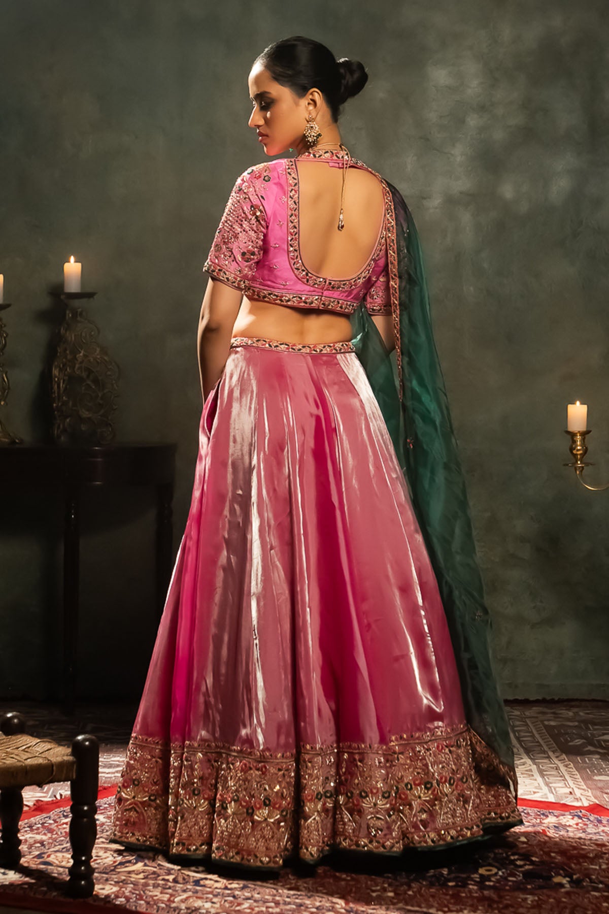 Pink Beads Work Lehenga Set