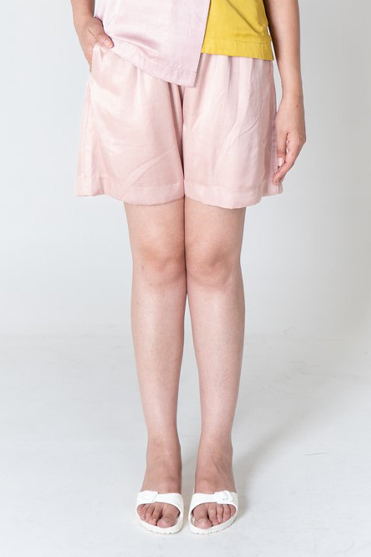 Neora by Nehal Chopra Pink Bemberg Modal Silk Shorts for women online at ScrollnShops