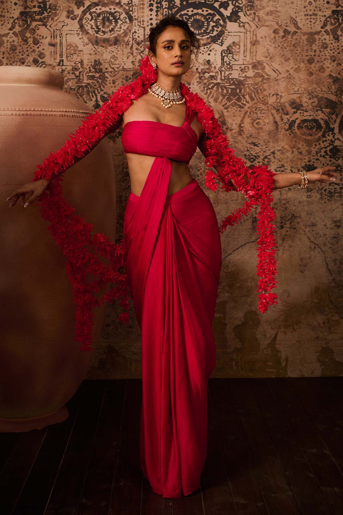 Pink Blouse & Pre-Drape Saree