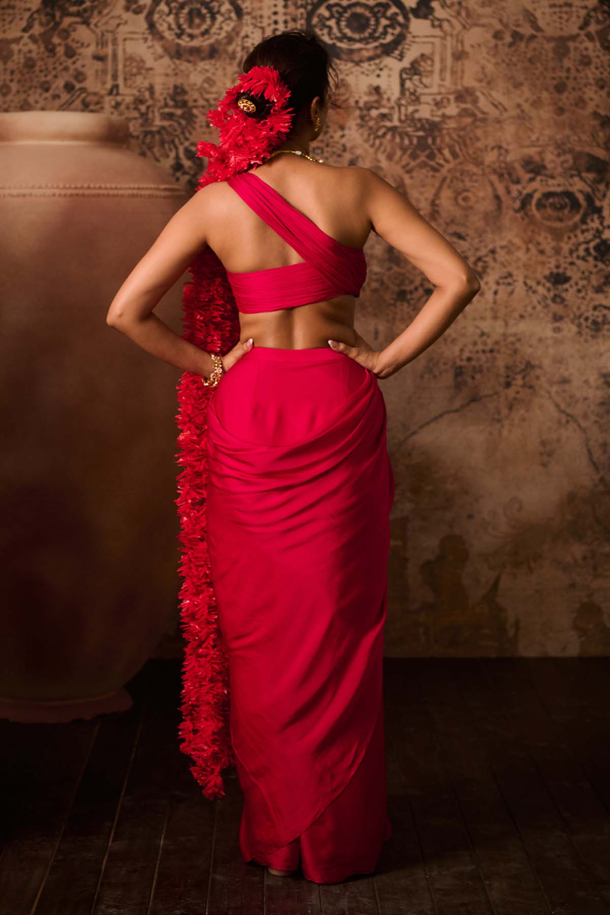 Pink Blouse & Pre-Drape Saree