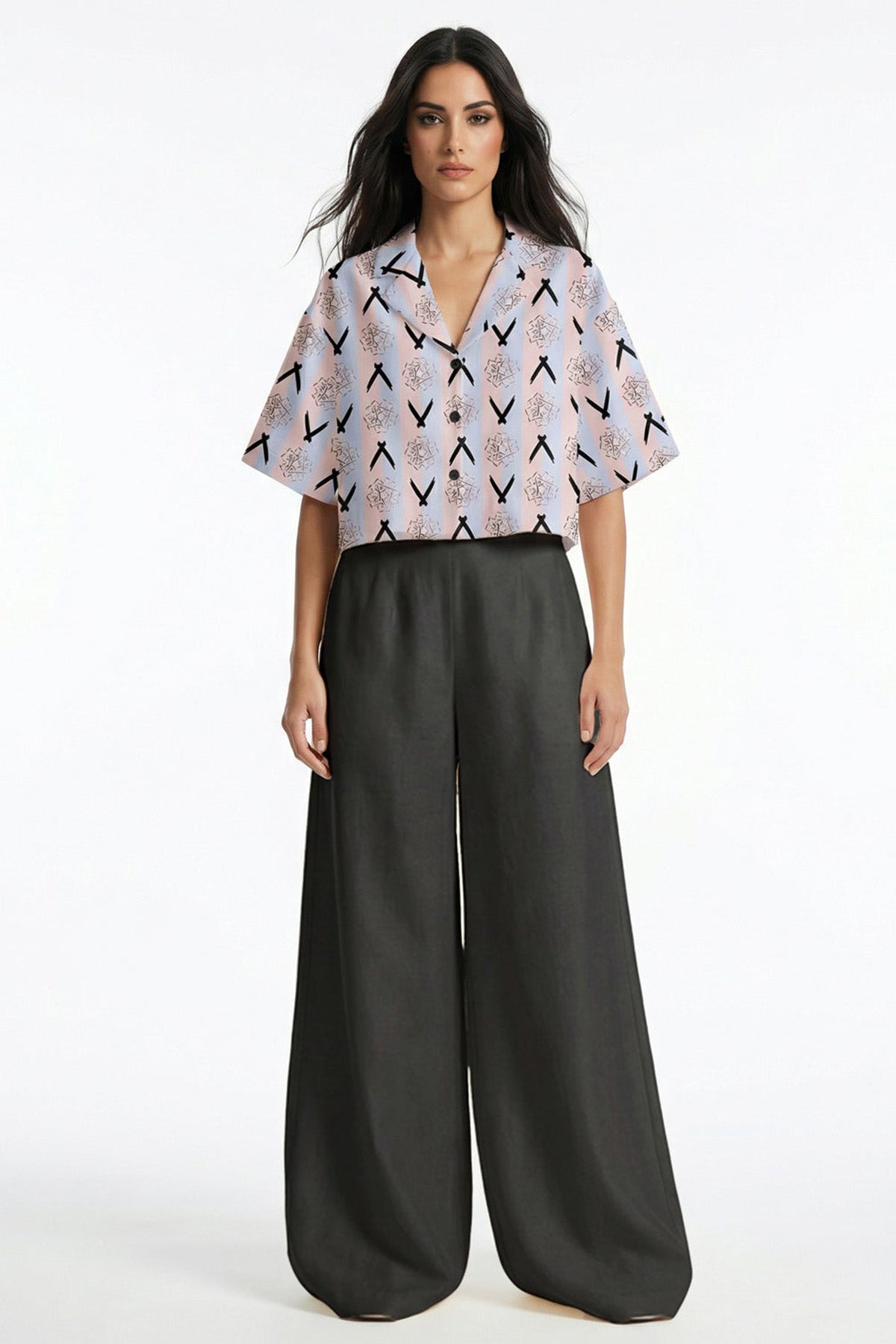 Buy Pink & Blue Viscose Crop Shirt for women by Tezhhomayaa online available at scrollnshops