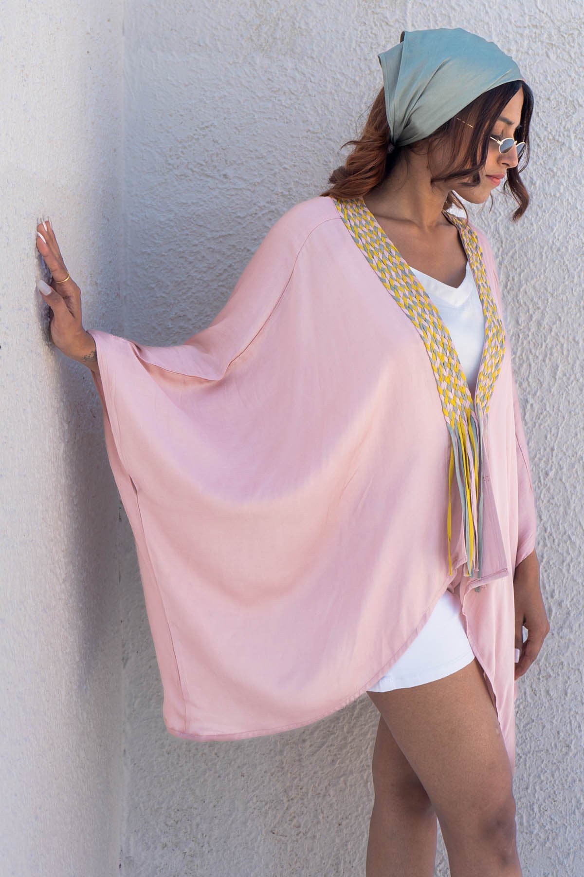 Pink Braid Asymmetrical Cape
