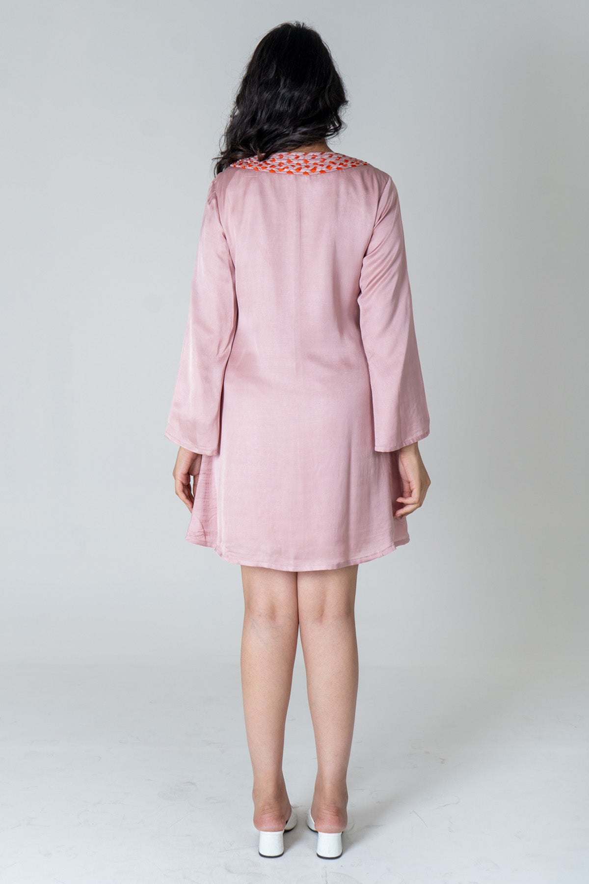 Pink Braided Collar Mini Dress