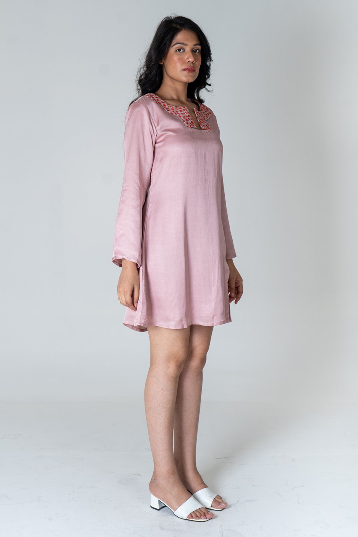 Pink Braided Collar Mini Dress