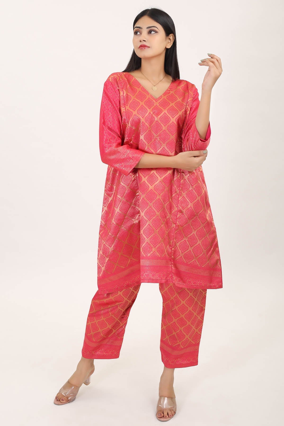 Buy Simply Kitsch Pink Kurta Set for Women online available at ScrollnShops