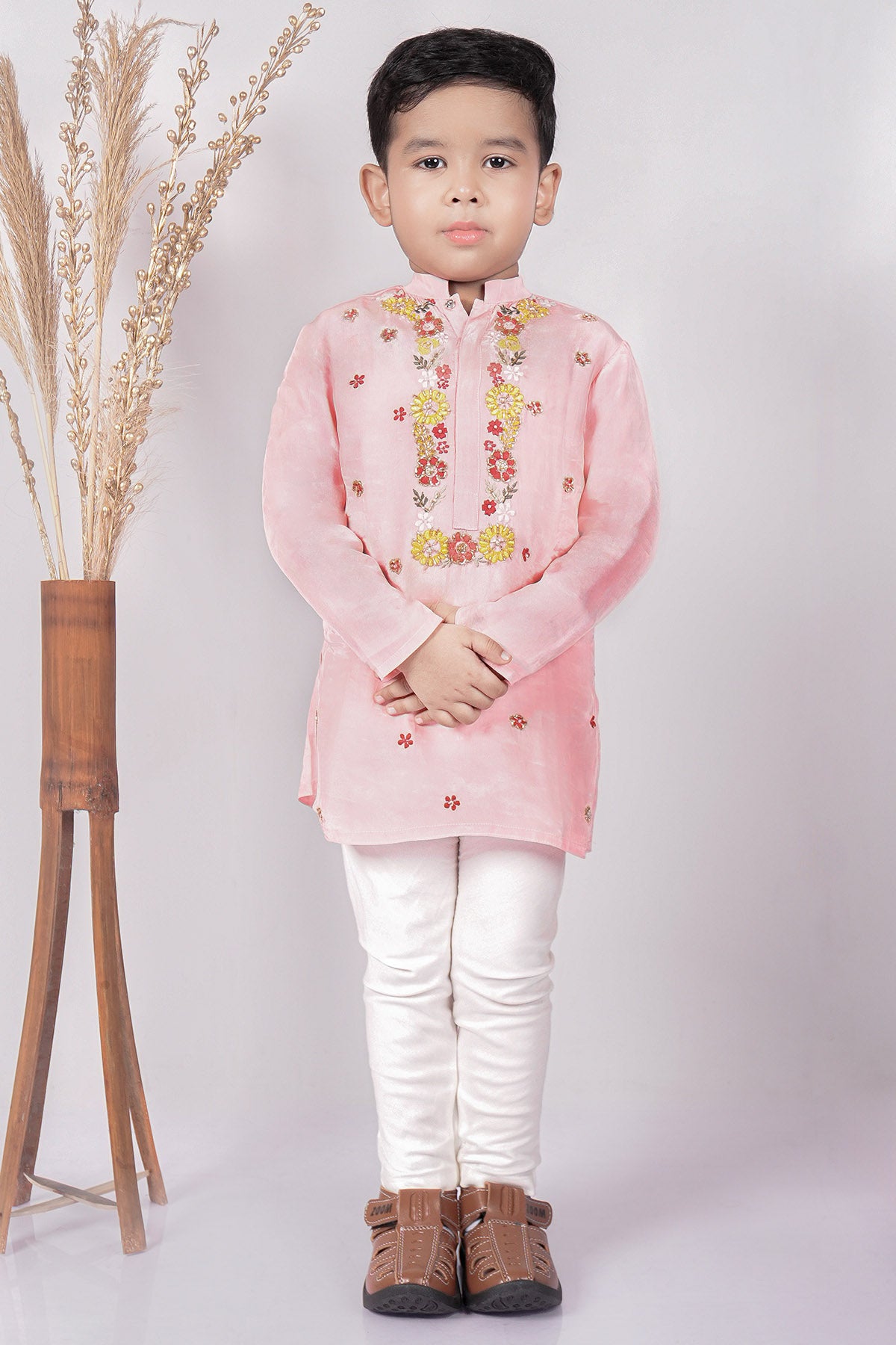 Pink Butta Work Kurta And Pant