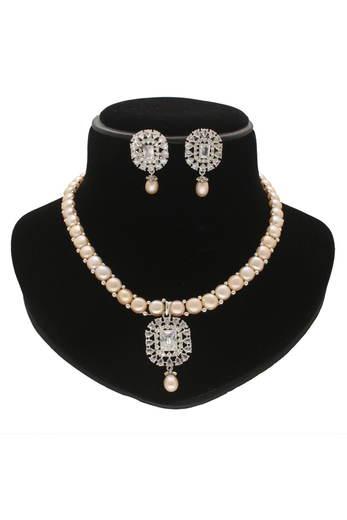 Pink Button Shape Necklace Set