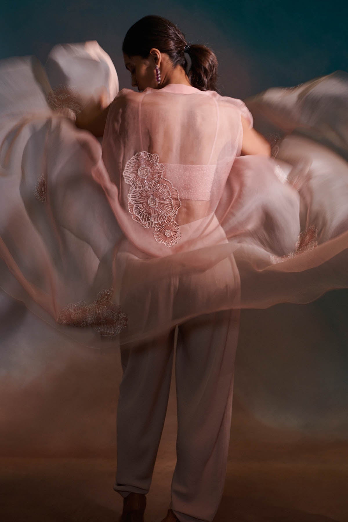 Pink Cape & Draped Pants Set