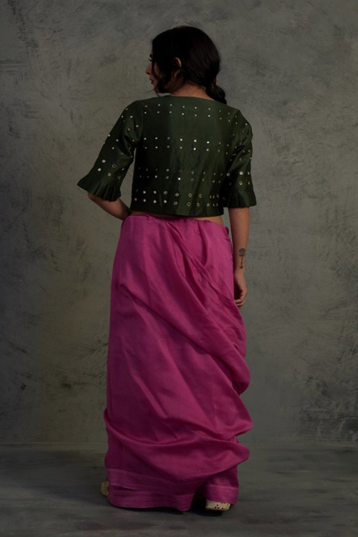 Pink Chanderi Embellished Saree
