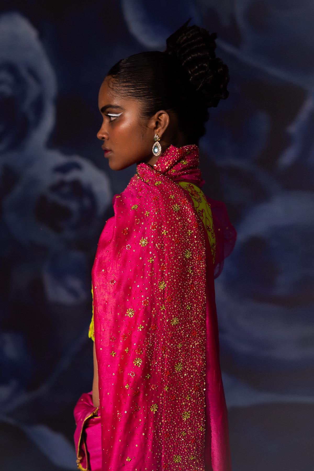 Chanderi Pink Embellished Saree