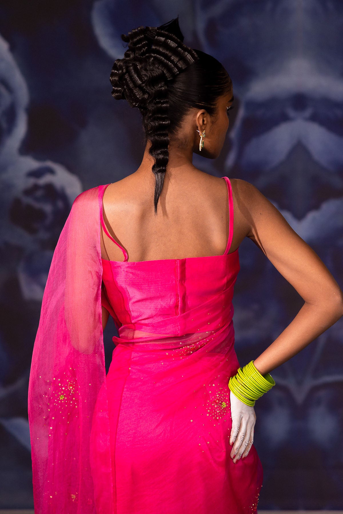 Pink Chanderi Embroidered Saree