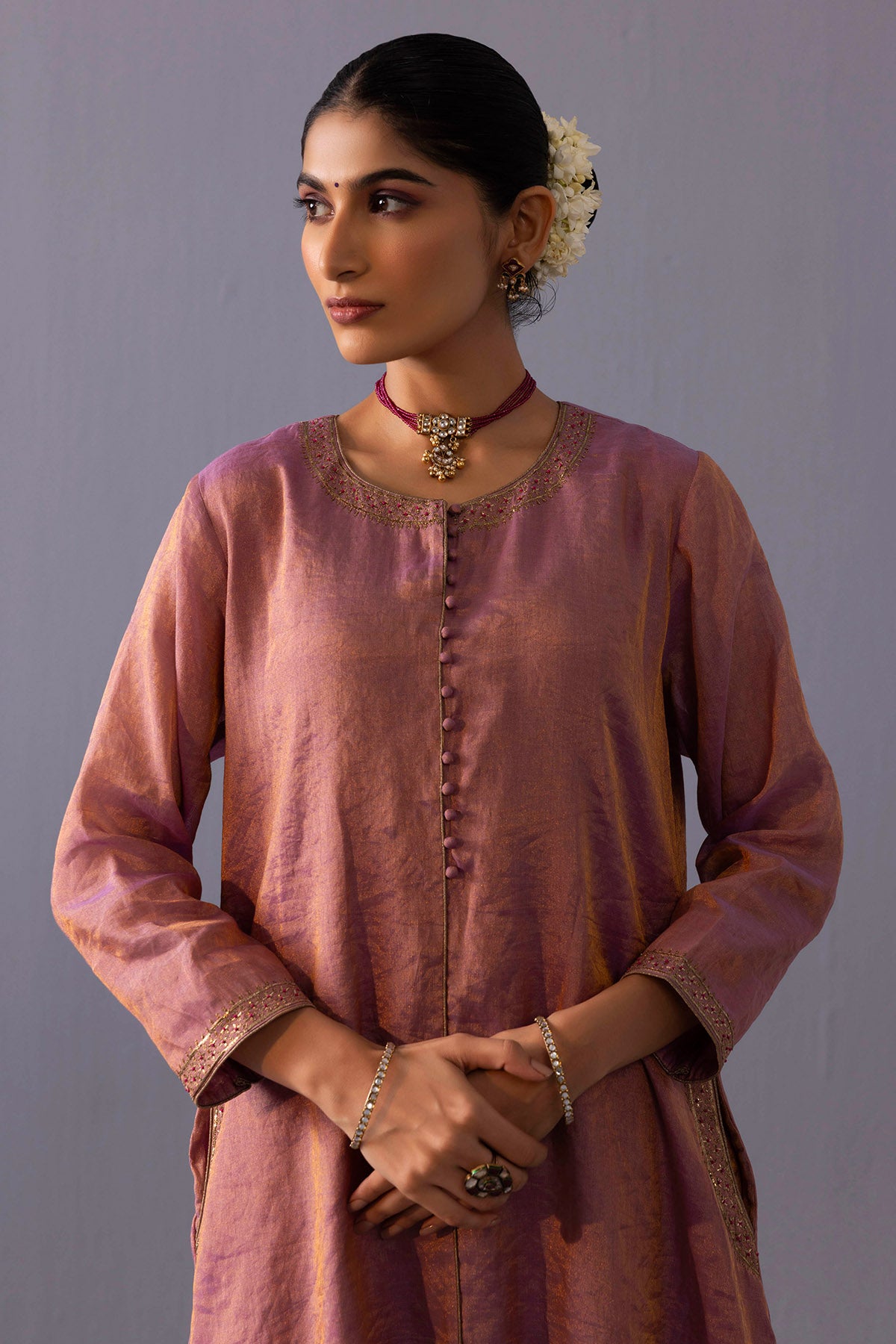 Pink Potli Button Kurta Set