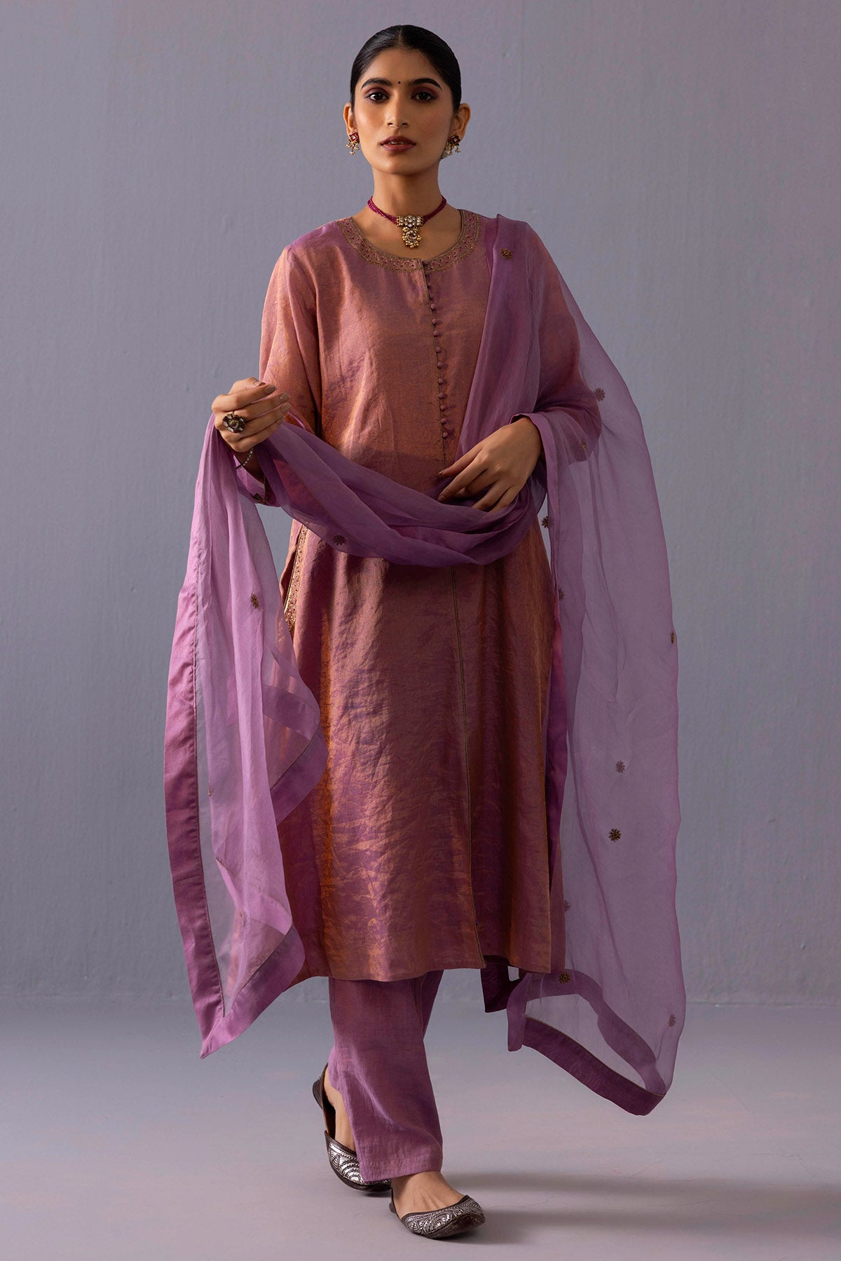 Pink Potli Button Kurta Set