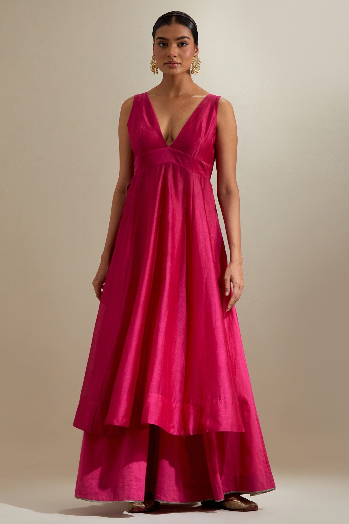 Buy Pink Chanderi Kurta & Palazzo for women by Vinusto online available at scrollnshops
