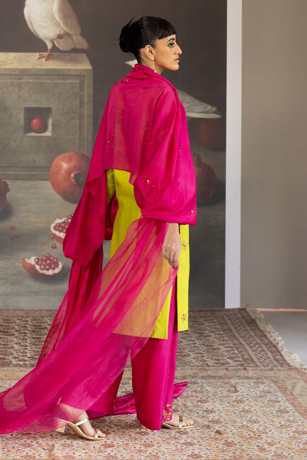 Pink Chanderi Plain Dupatta
