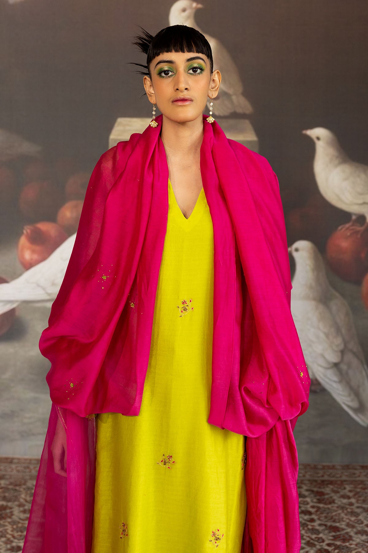 Pink Chanderi Plain Dupatta