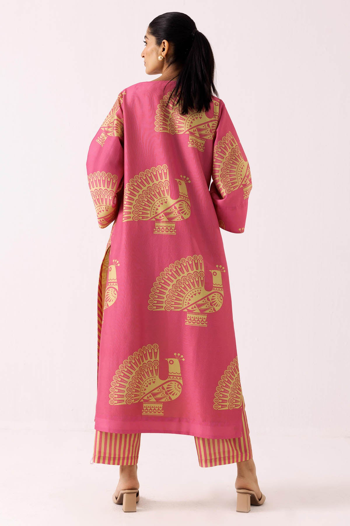 Pink Chanderi Printed Kurta Set